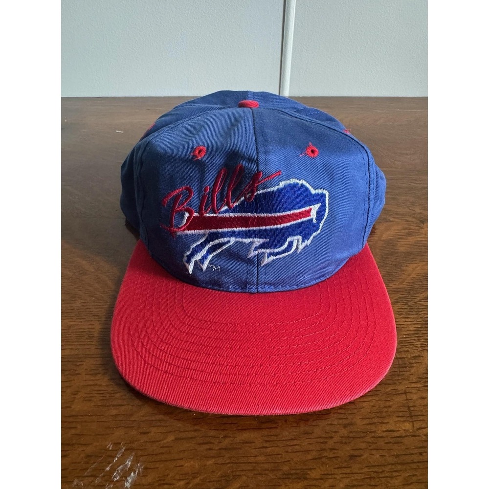 Vintage Buffalo Bills Hat Cap Snap Back Mens One Size Blue Red NFL Football 90s